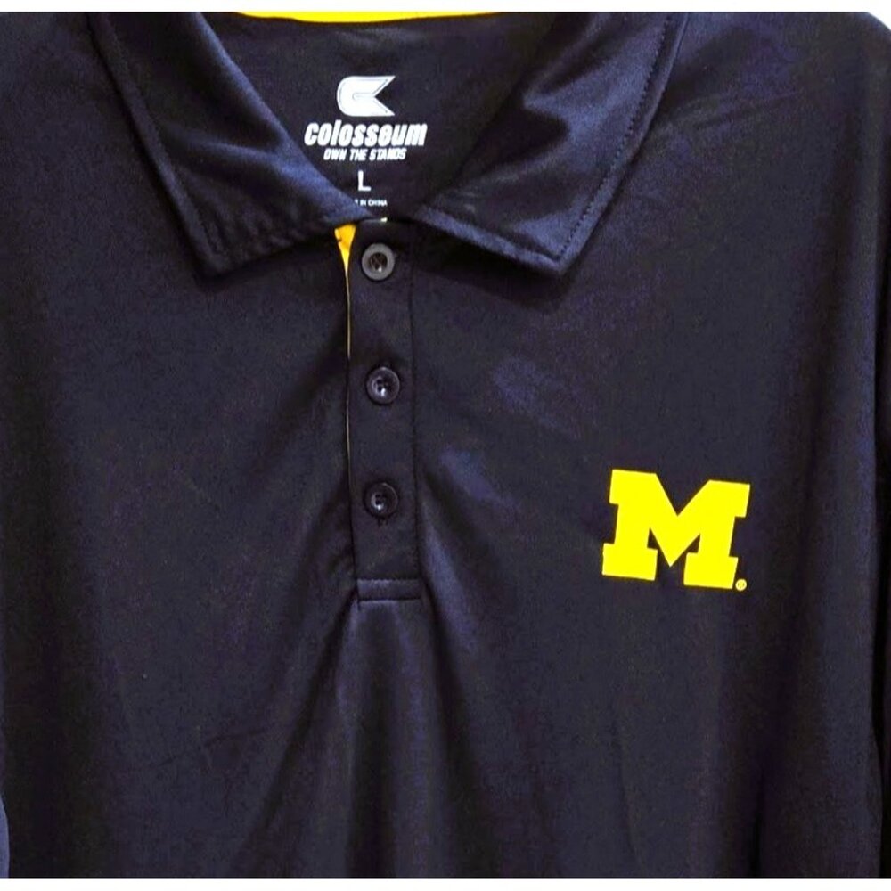 Michigan Wolverines Maize & Blue Polo Shirt Men's Large Colosseum Athletic - Picture 4 of 6